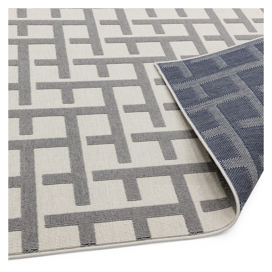 White/Grey Antibes Outdoor Rug, 120x170cm