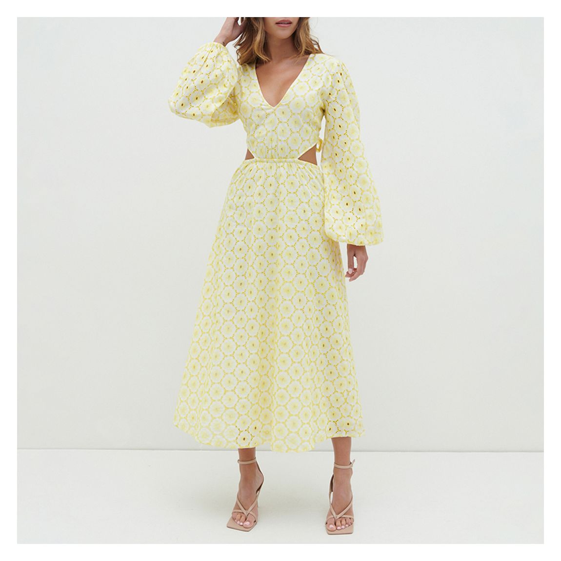 Lemon Amber Cut Out Midaxi Dress 