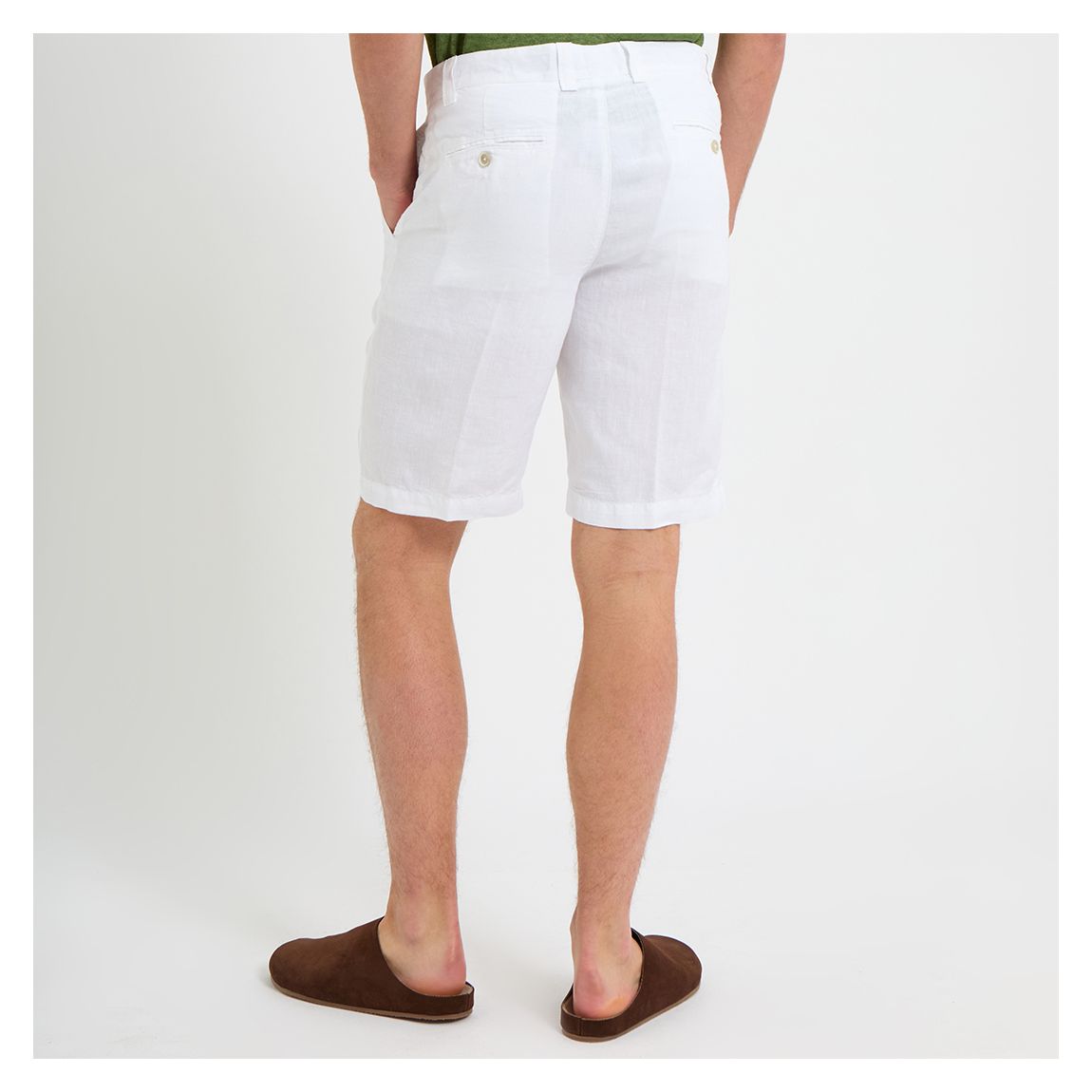 120% Lino White Linen Chino Shorts - BrandAlley
