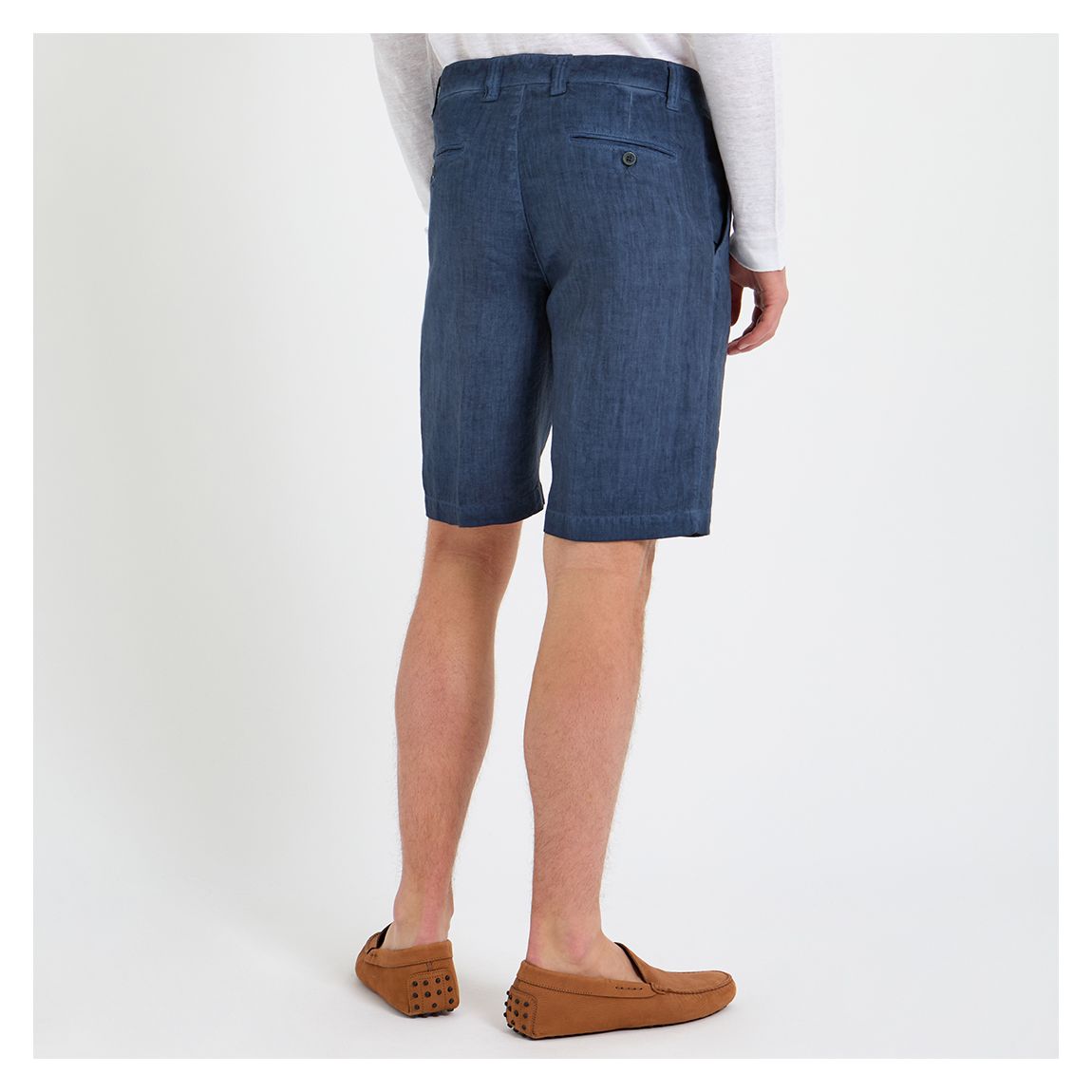 Navy Blue Linen Chino Shorts
