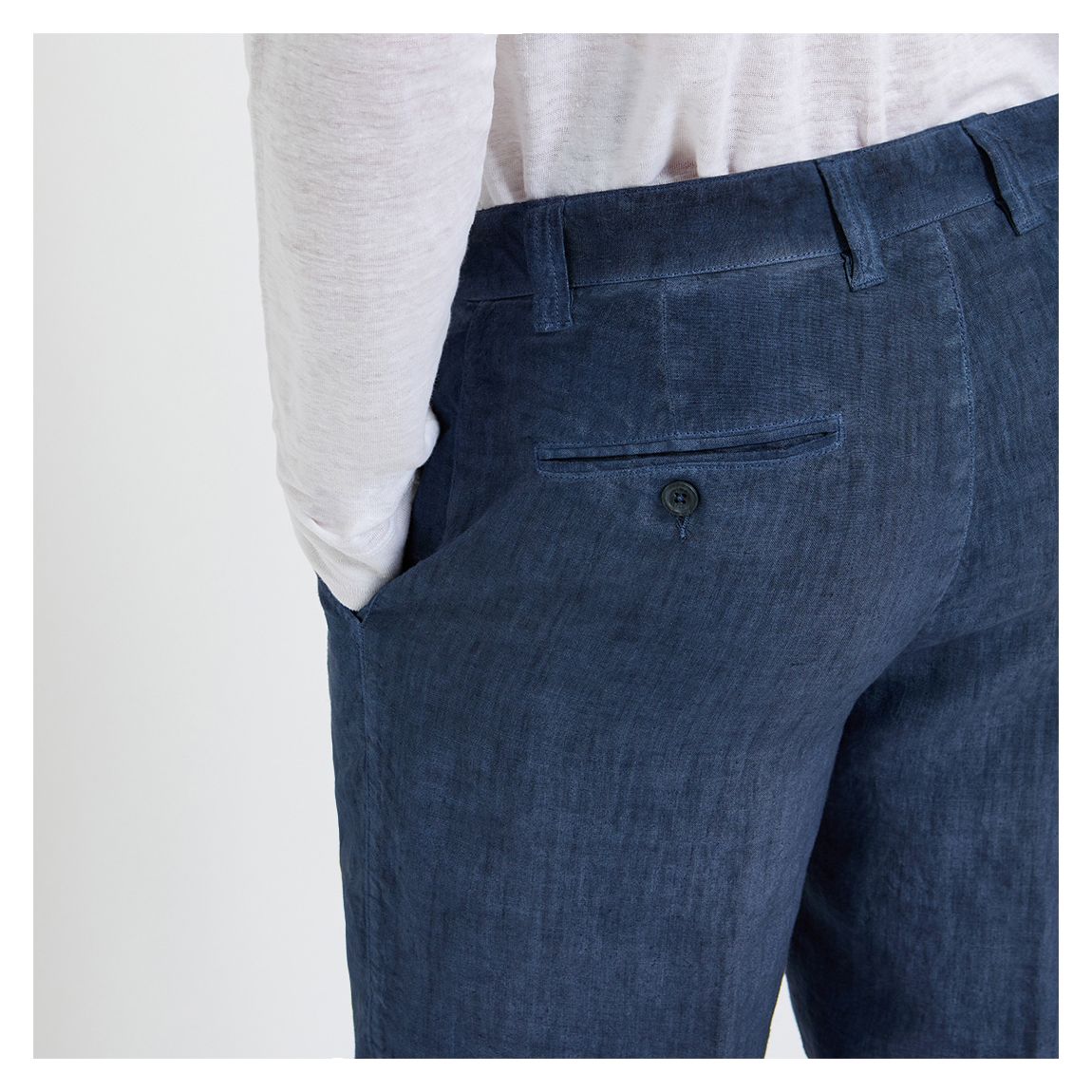 Navy Blue Linen Chino Shorts