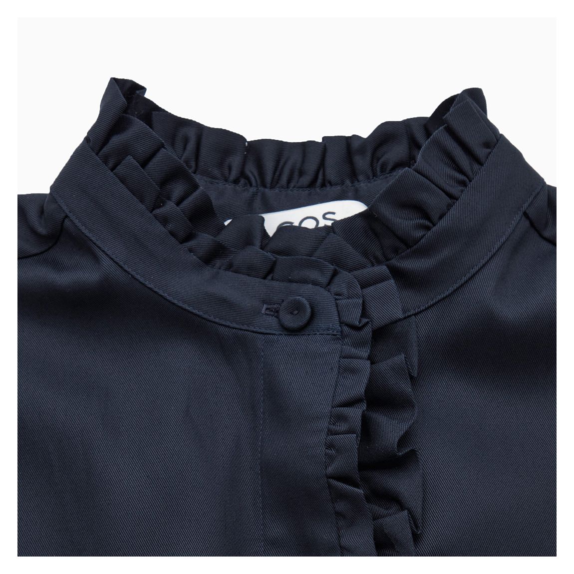 Navy Ruffle Detail Midi Dress
