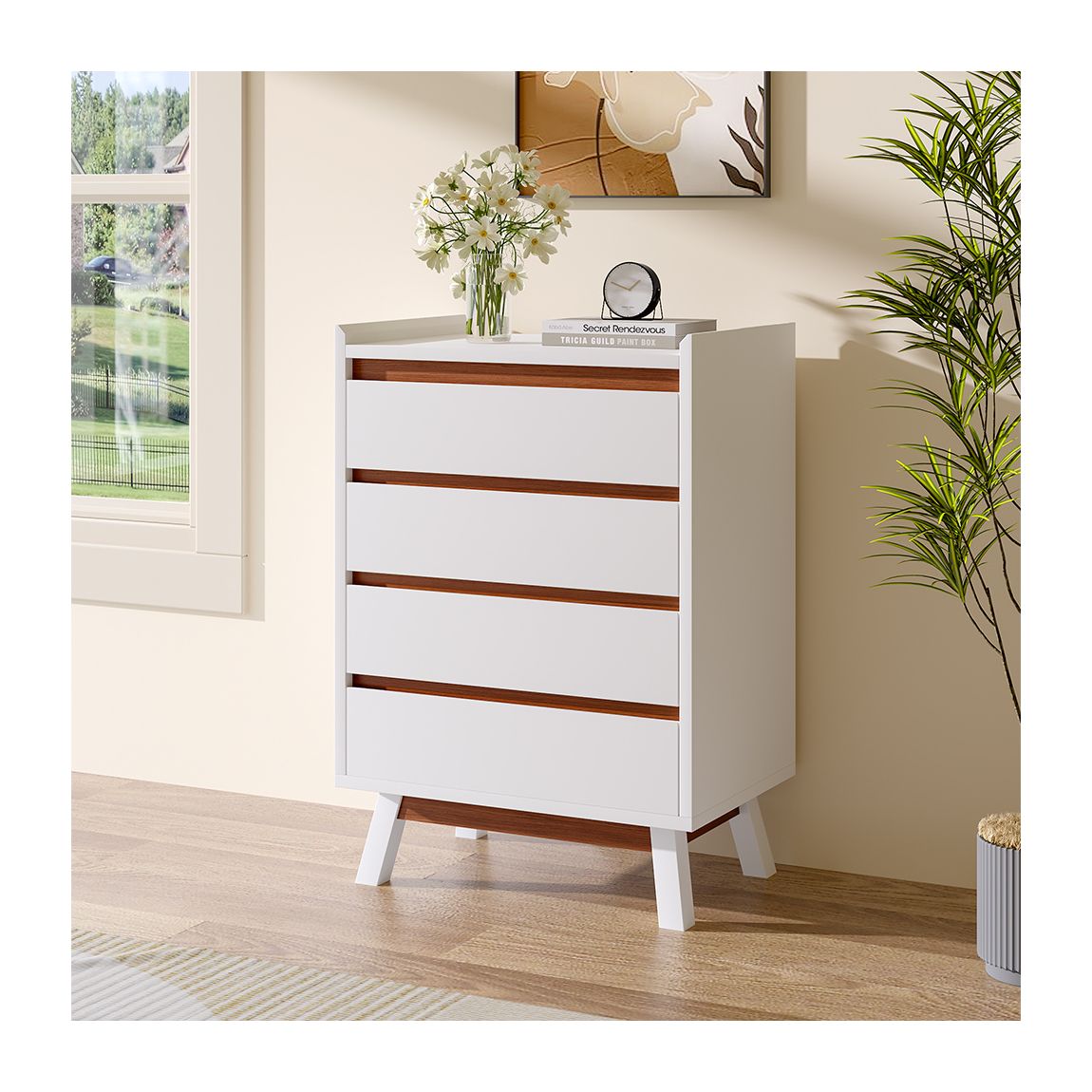 4-Tier Bedroom Chest Storage Cabinet