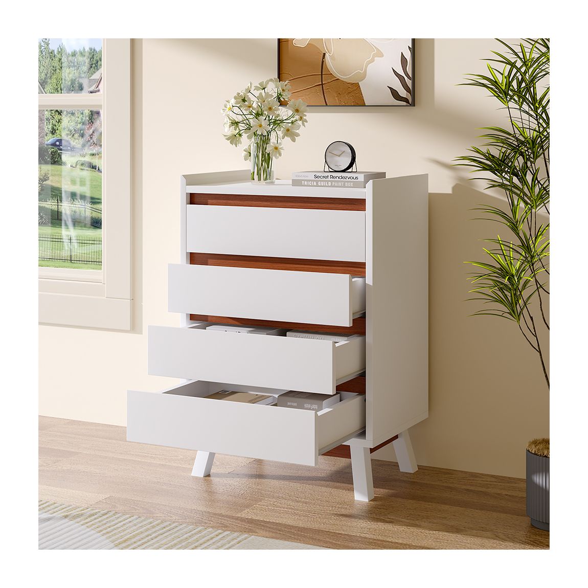 4-Tier Bedroom Chest Storage Cabinet