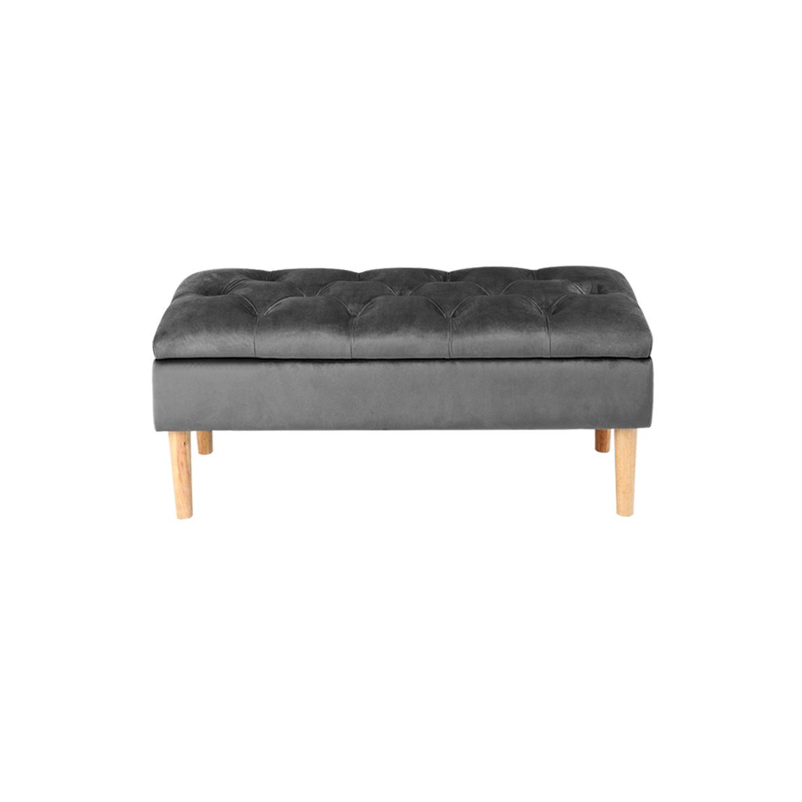 Grey Velvet Storage Ottoman Bench