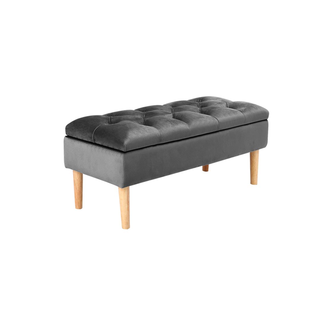 Grey Velvet Storage Ottoman Bench