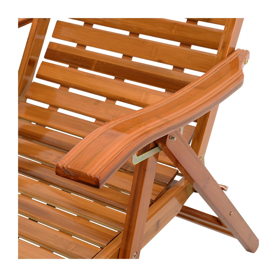 Bamboo Foldable Recliner Lounge Chair with Retractable Footrest