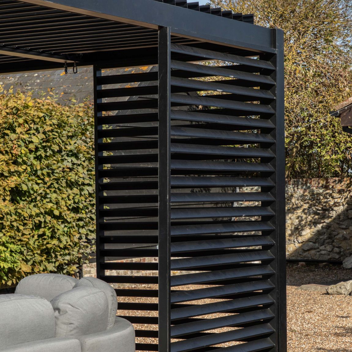 Angles Pergola Louvre Screen Black 1230x2180mm