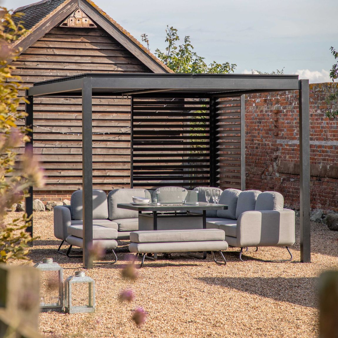 Angles Pergola Louvre Screen Black 1230x2180mm