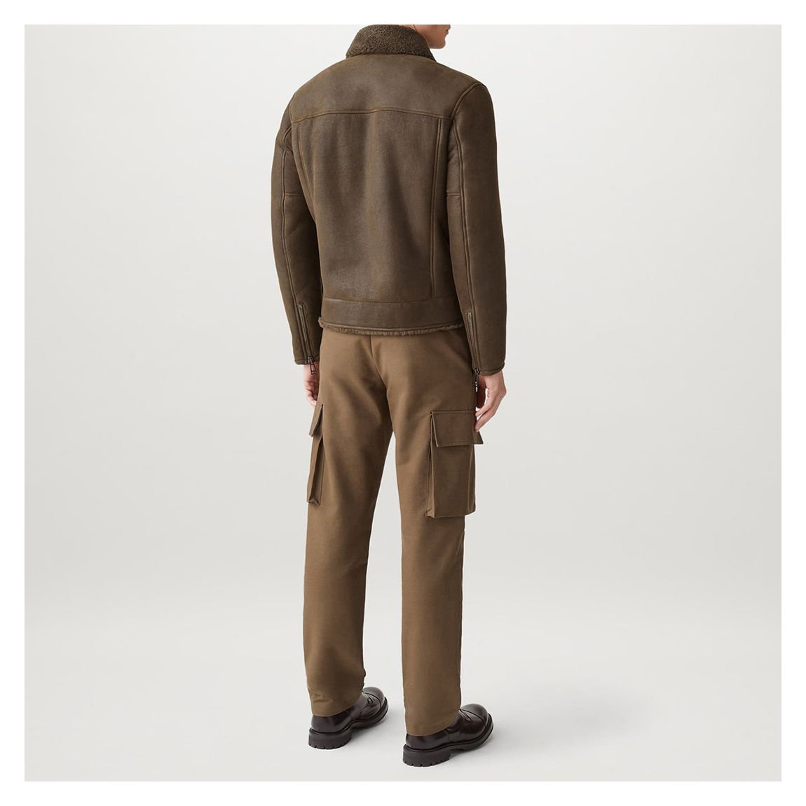 Brown Piston Leather Shearling Jacket