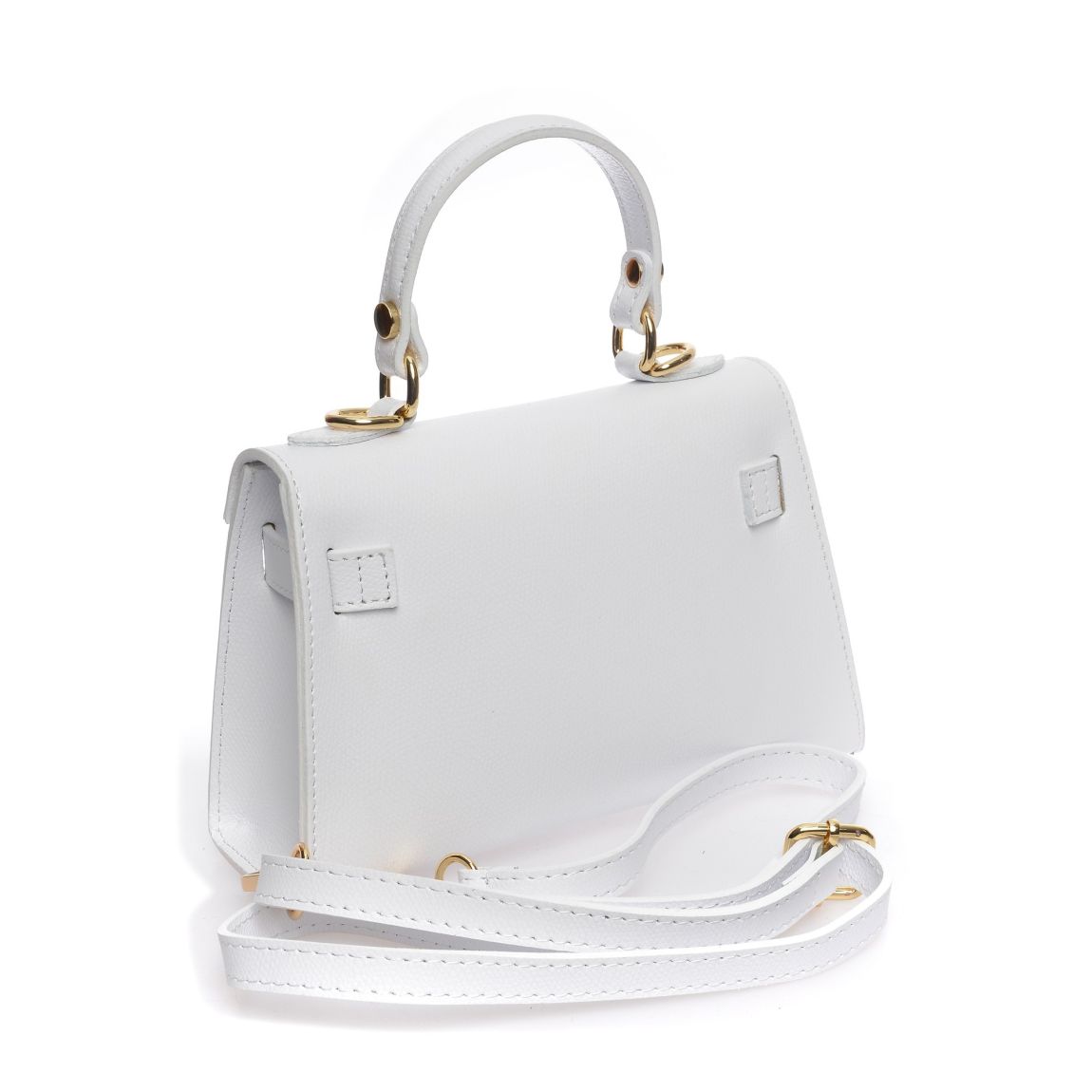 White Leather Crossbody Bag By Roberta M