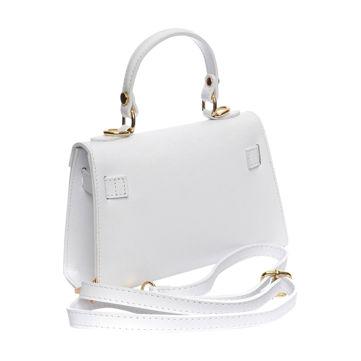 White Leather Crossbody Bag By Roberta M