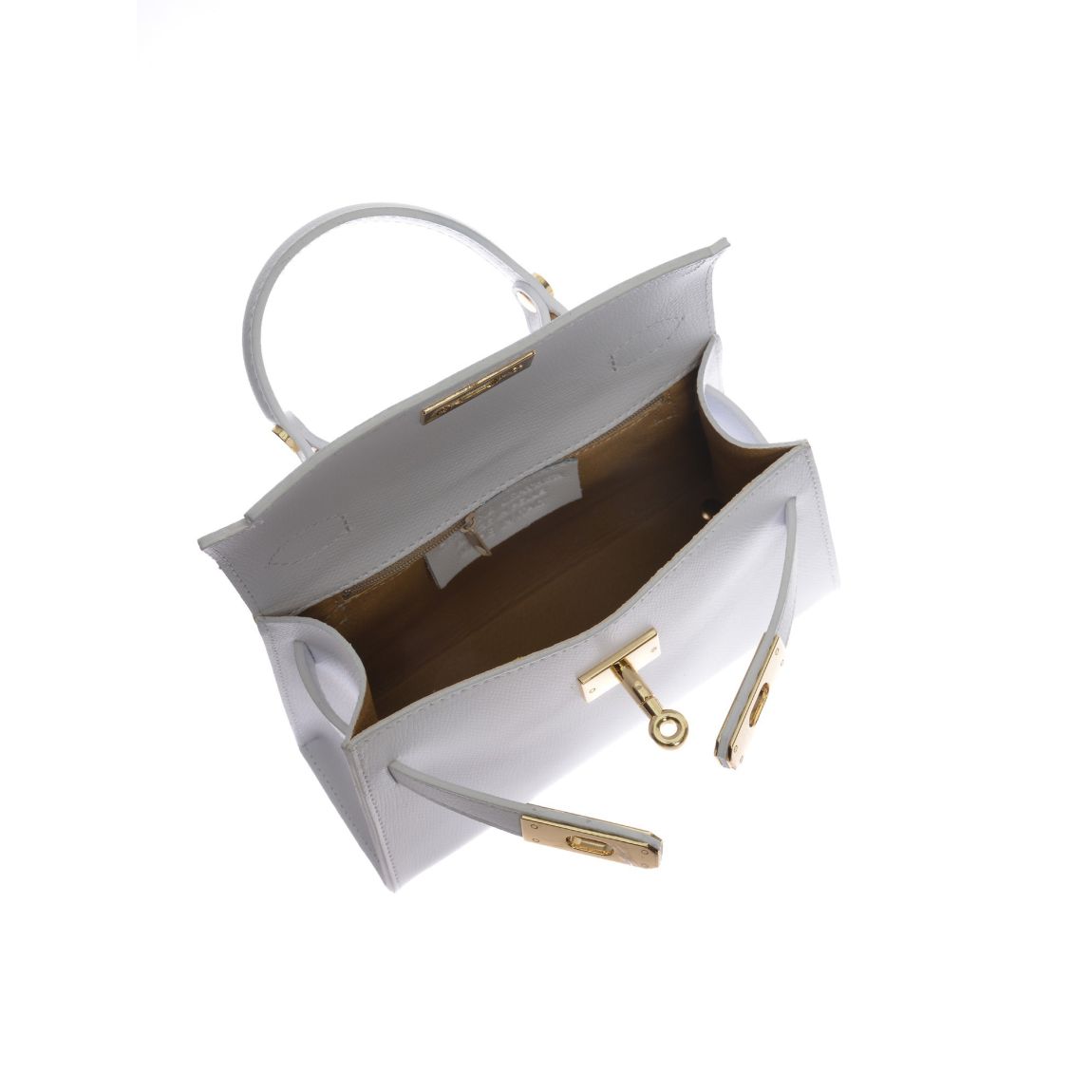 White Leather Crossbody Bag By Roberta M