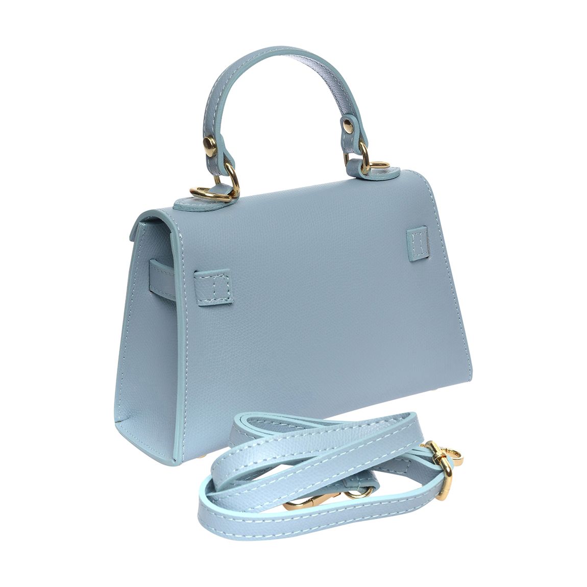 Blue Leather Crossbody Bag By Roberta M