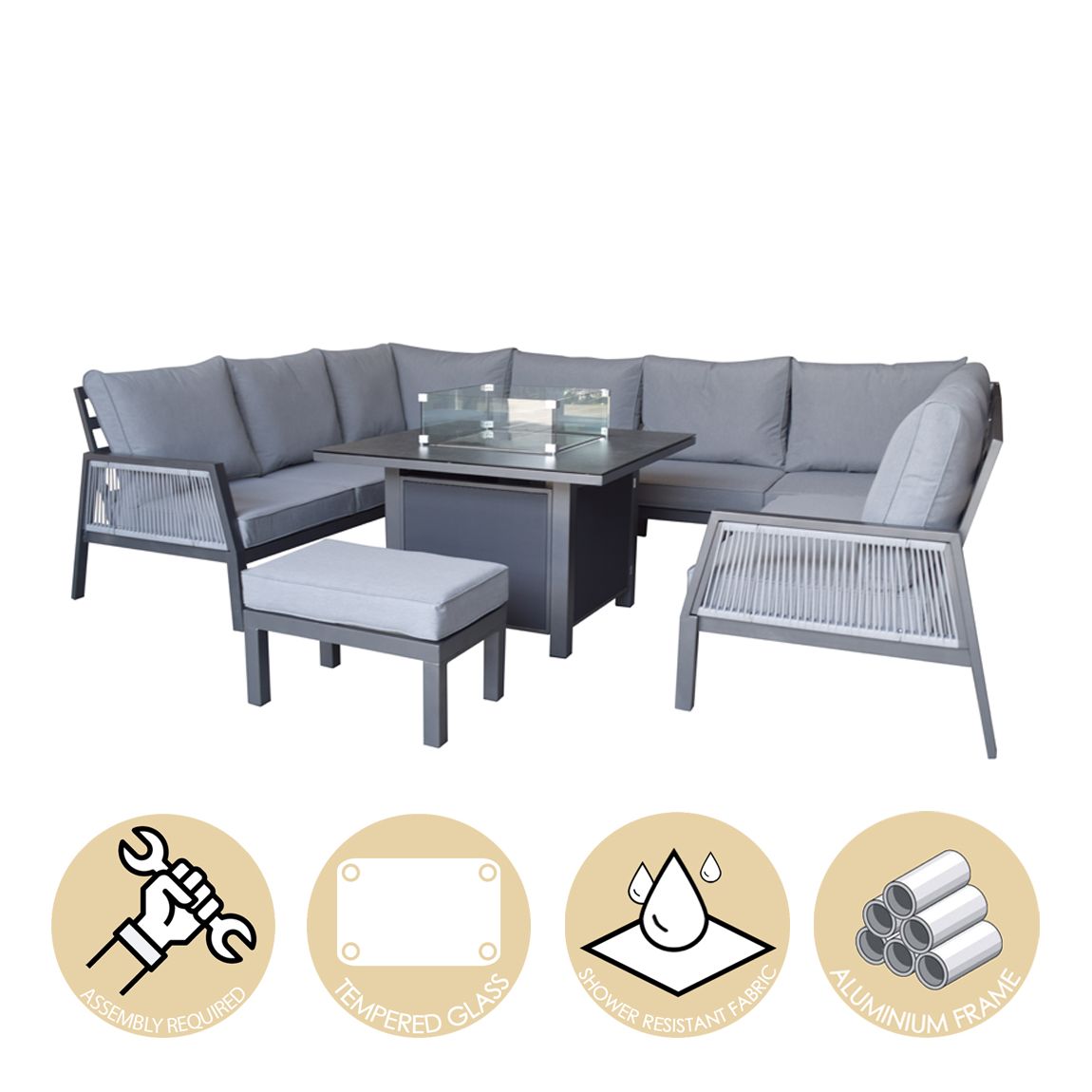 Bettina luxury U shape firepit table set