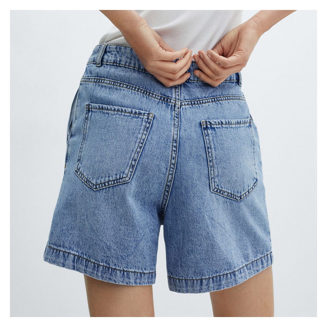Medium Blue Slouchy Denim Shorts