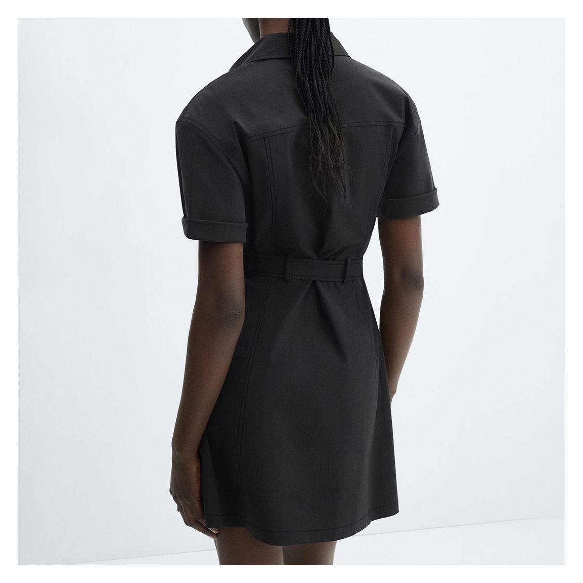 Black Belt Shirt Dress