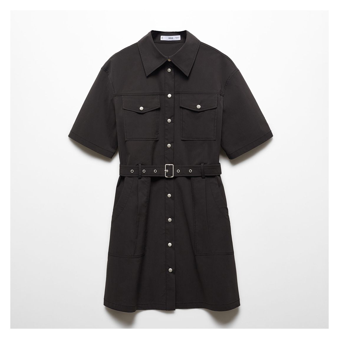 Black Belt Shirt Dress