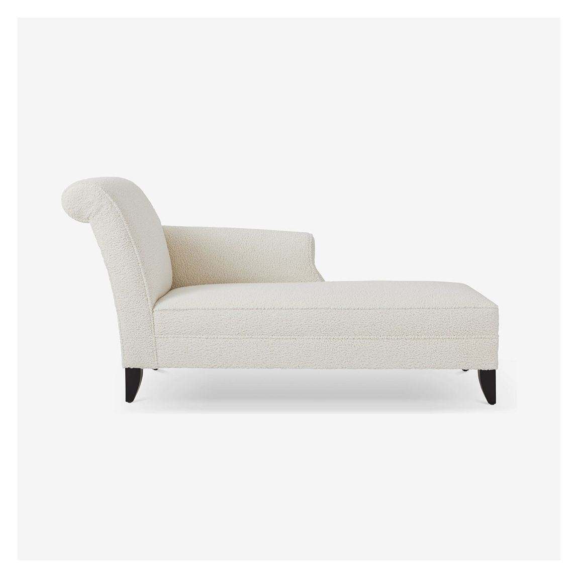 Duval Left Hand Chaise Longue in Cream Boucle & Ebony Light Legs