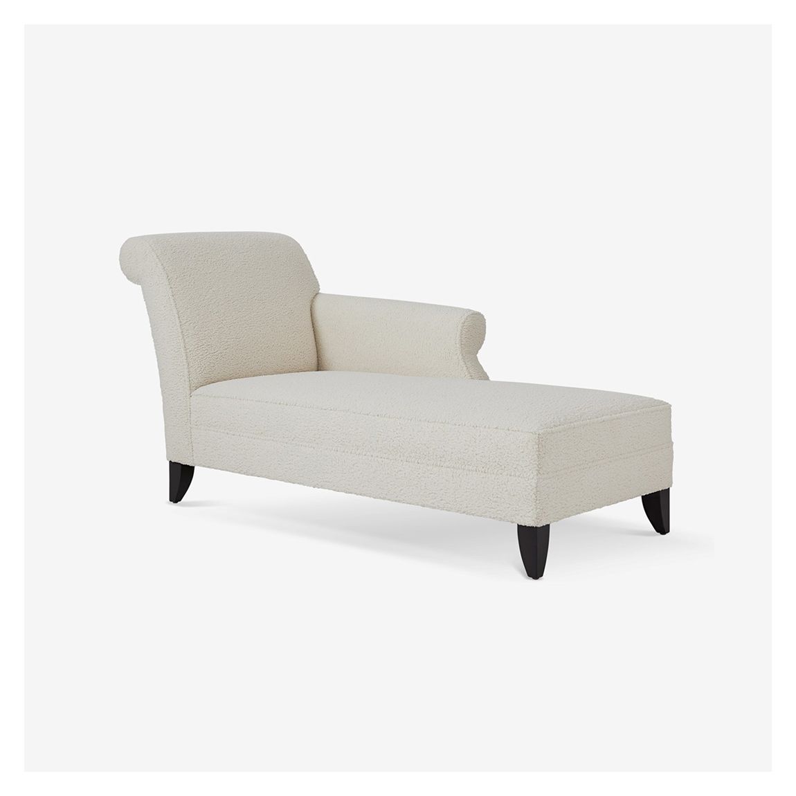 Duval Left Hand Chaise Longue in Cream Boucle & Ebony Light Legs