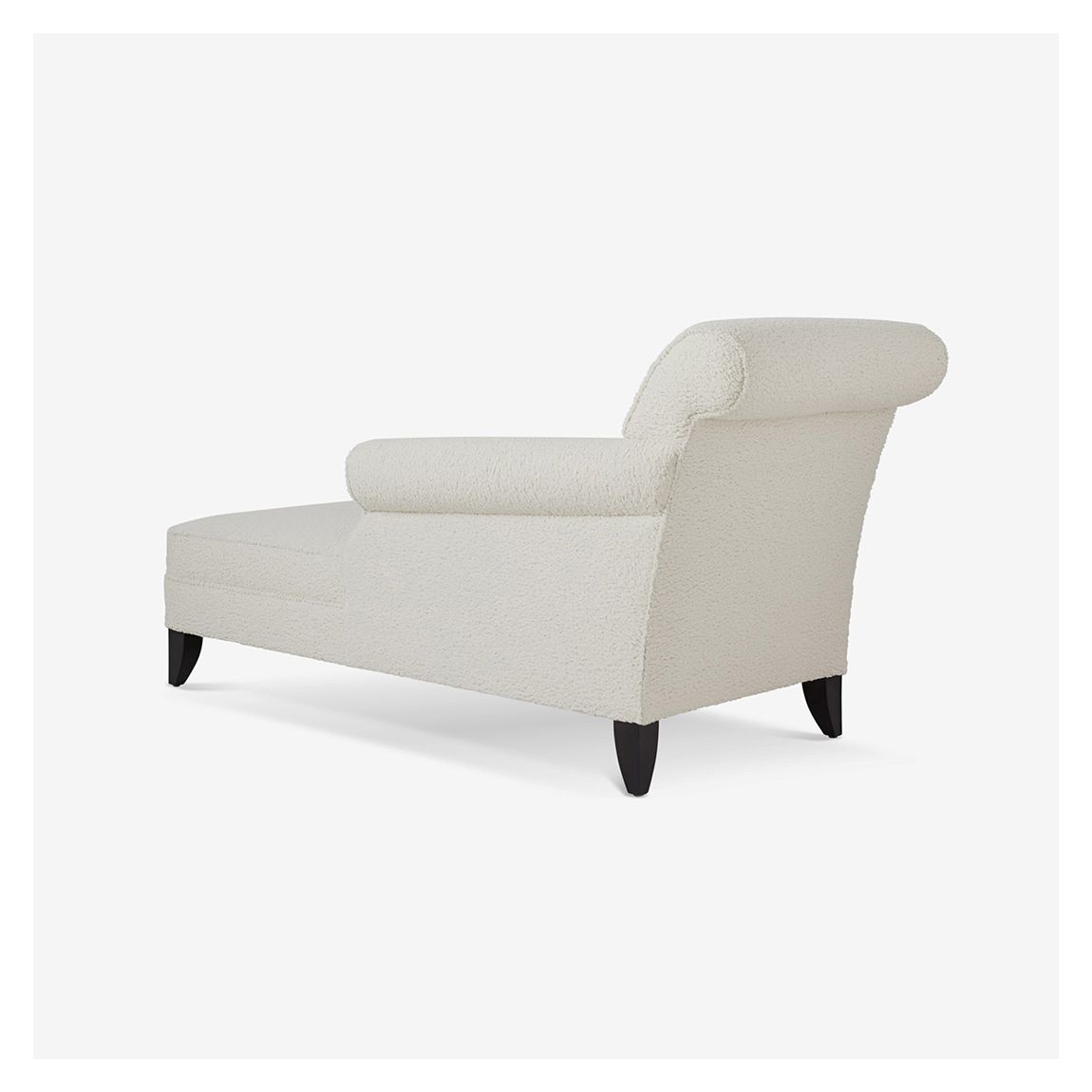 Duval Left Hand Chaise Longue in Cream Boucle & Ebony Light Legs
