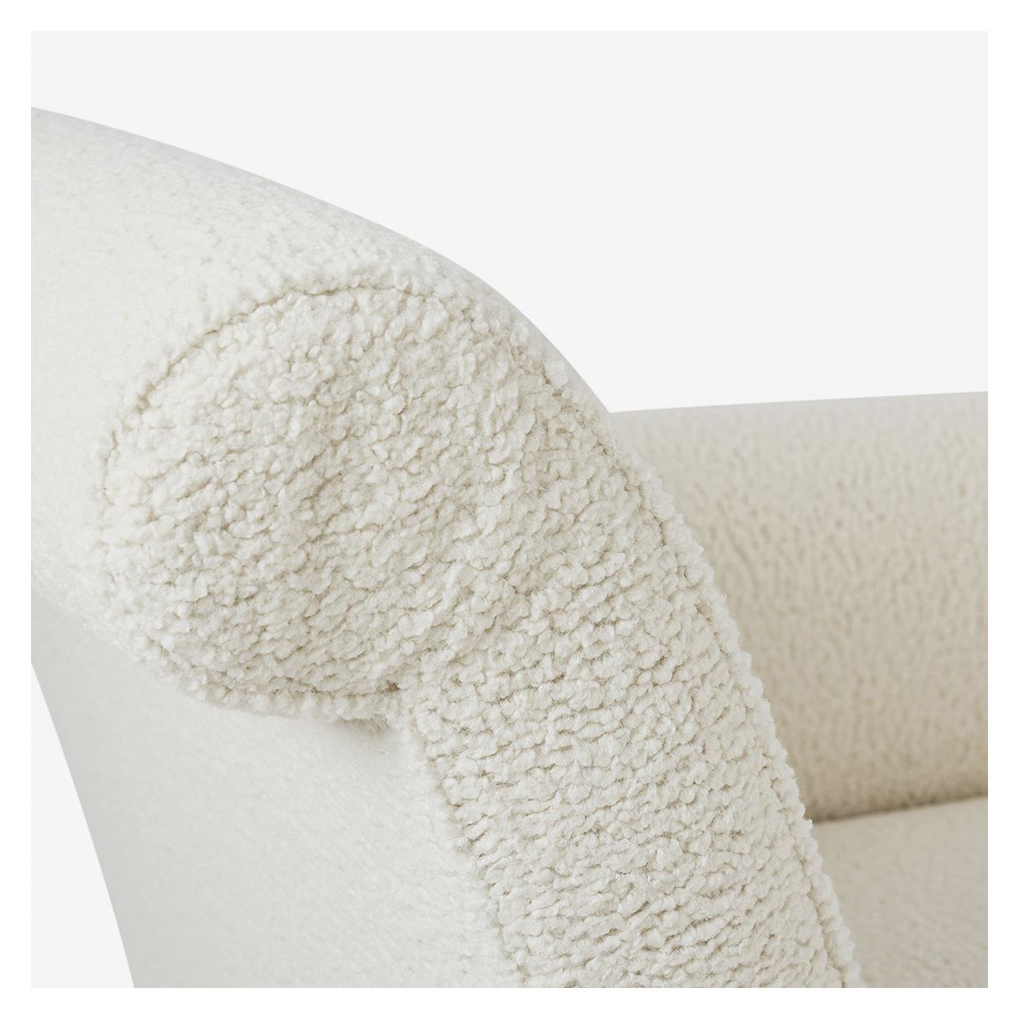 Duval Left Hand Chaise Longue in Cream Boucle & Ebony Light Legs