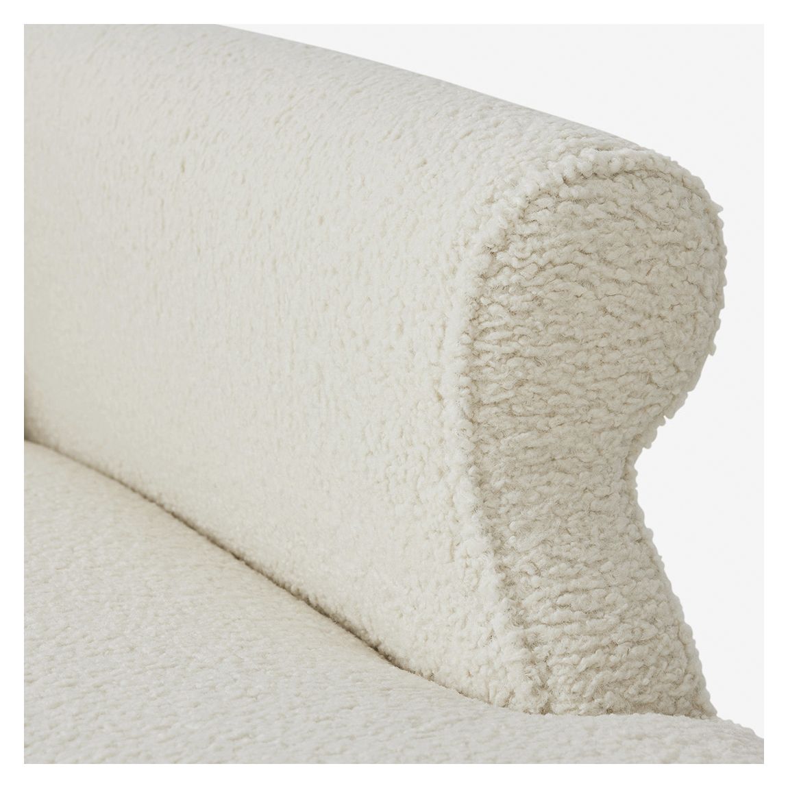 Duval Left Hand Chaise Longue in Cream Boucle & Ebony Light Legs