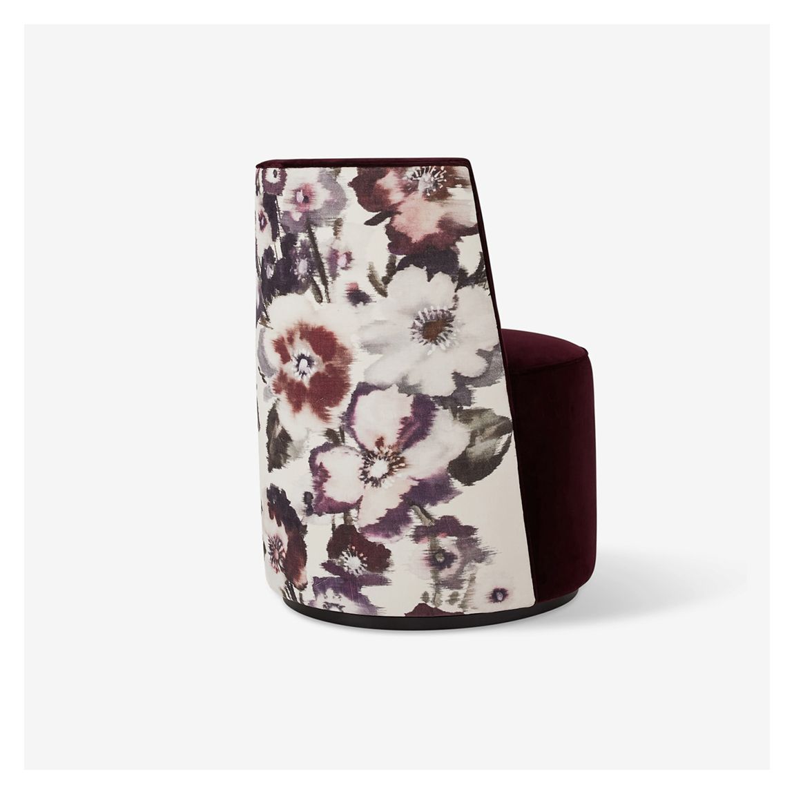 Brooke Swivel Base Accent Chair in Ombra Granata Velvet & Malvasia Morandi