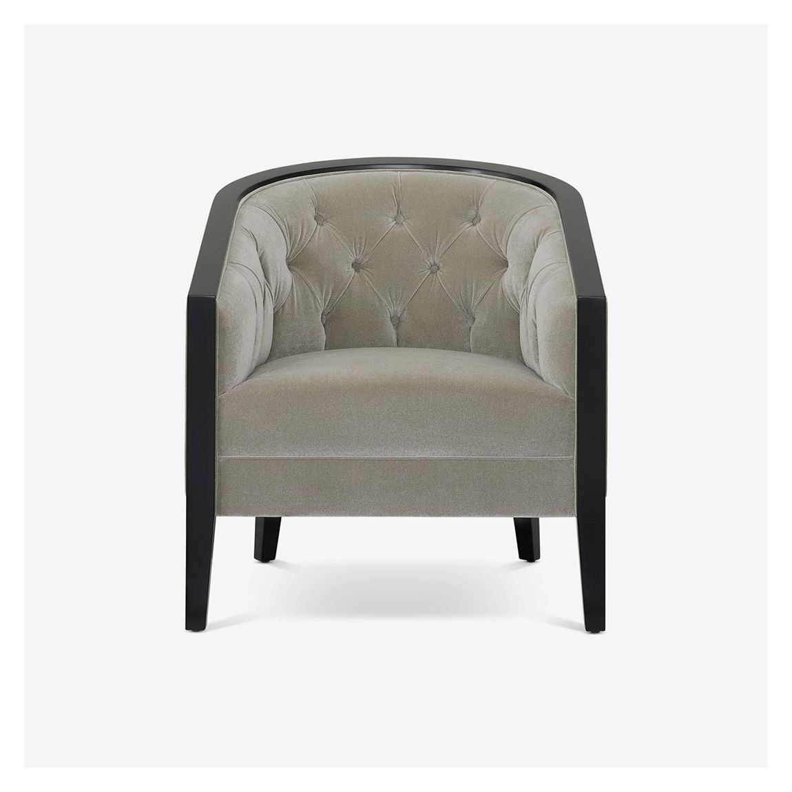Charlotte Tub Chair in Dove Grey Velour & Ebony Light Finish
