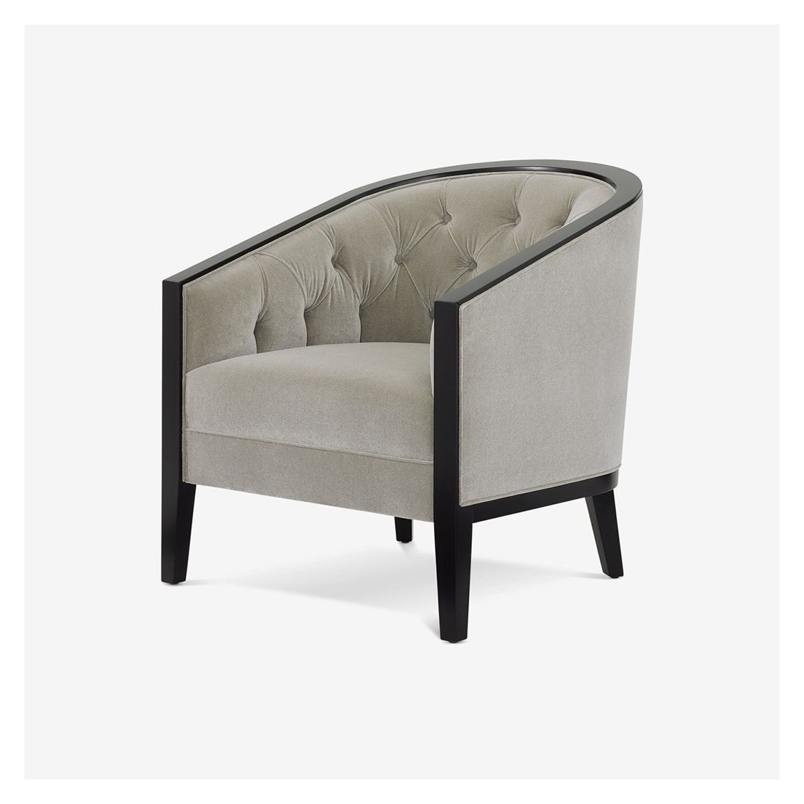 Charlotte Tub Chair in Dove Grey Velour & Ebony Light Finish