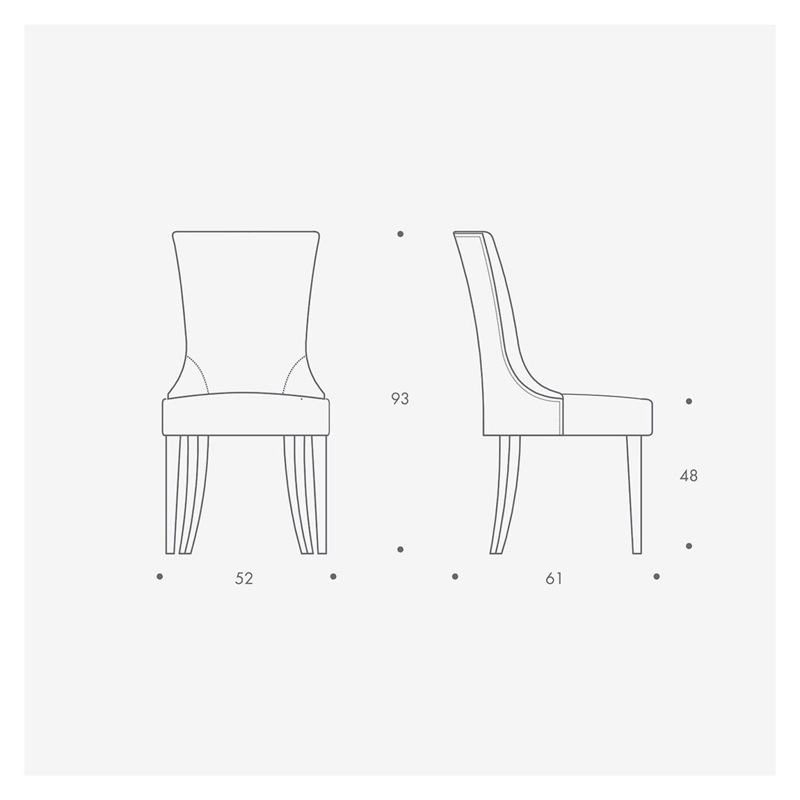 Charles Dining Chair with Studs in Factory GrÃ¨ge & Ebony Light Wood