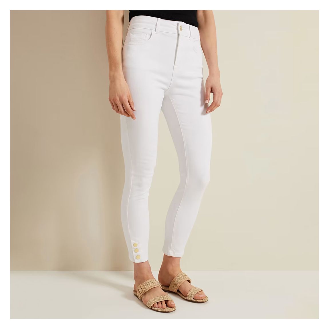 White Joelle Split Skinny Jeans
