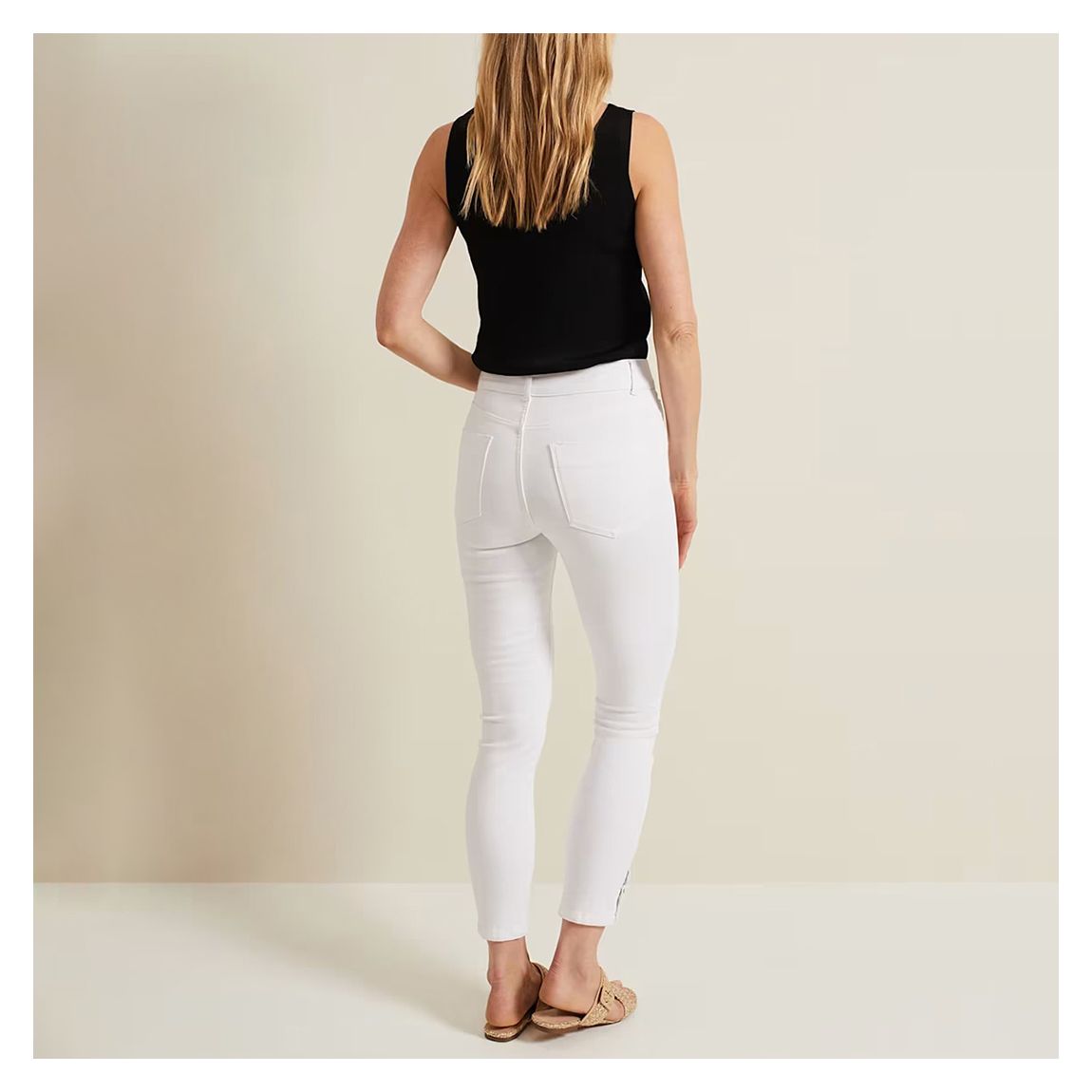 White Joelle Split Skinny Jeans