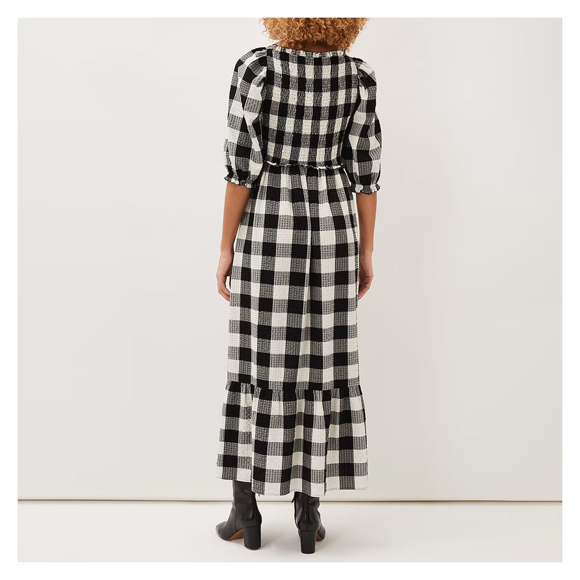 Black/ White Gingham Check Evlin Maxi Dress