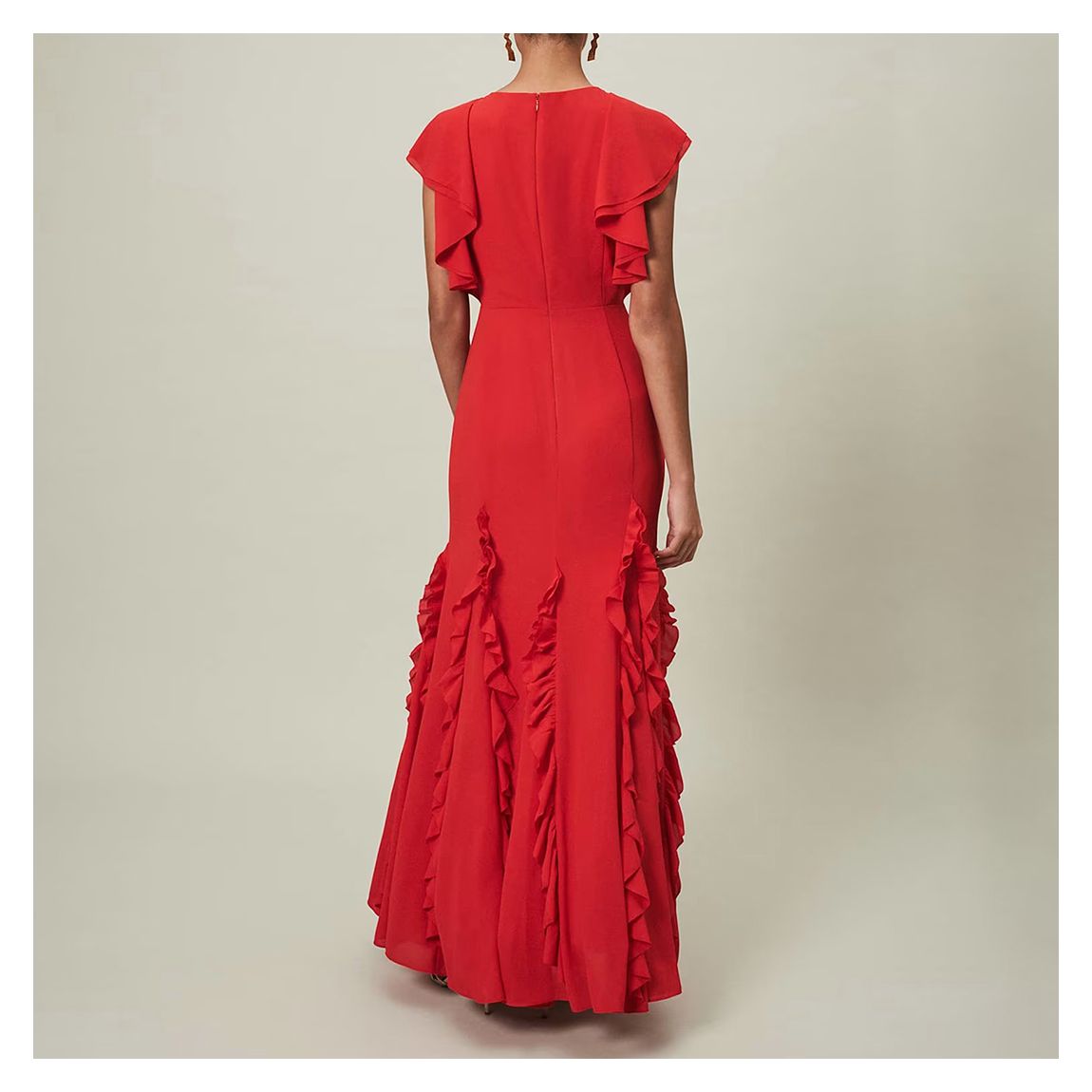 Red Donatella Ruffle Maxi Dress
