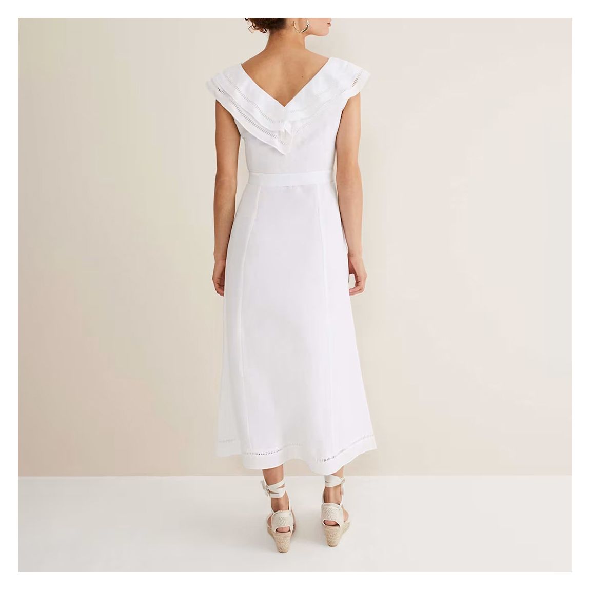 White Julieta Frill Linen Blend Dress