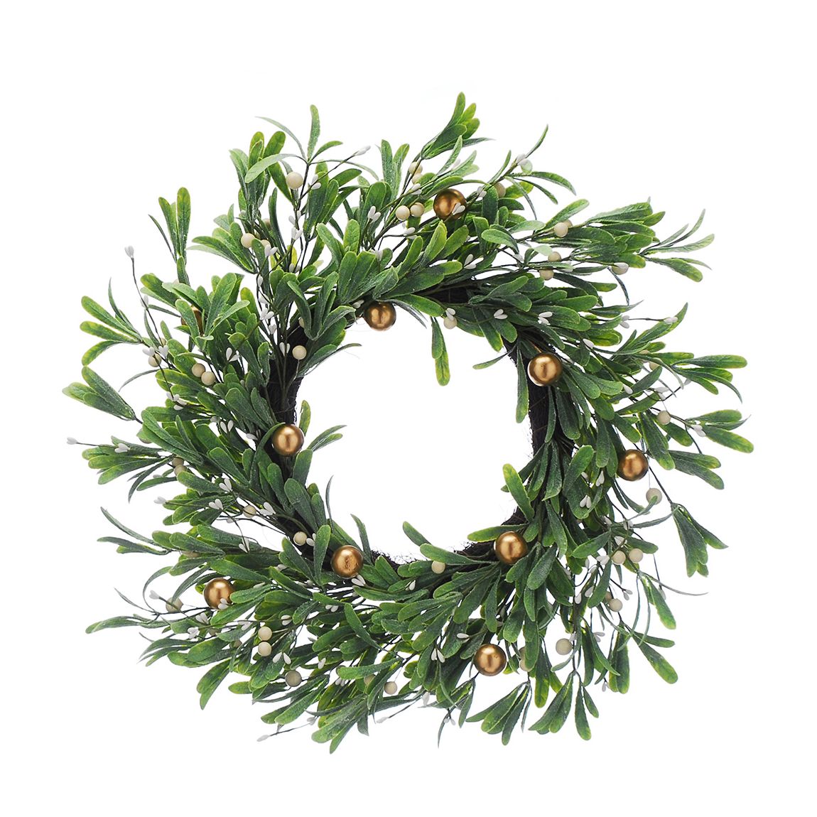 Mistletoe With White/Gold Berries Wreath, 67cm