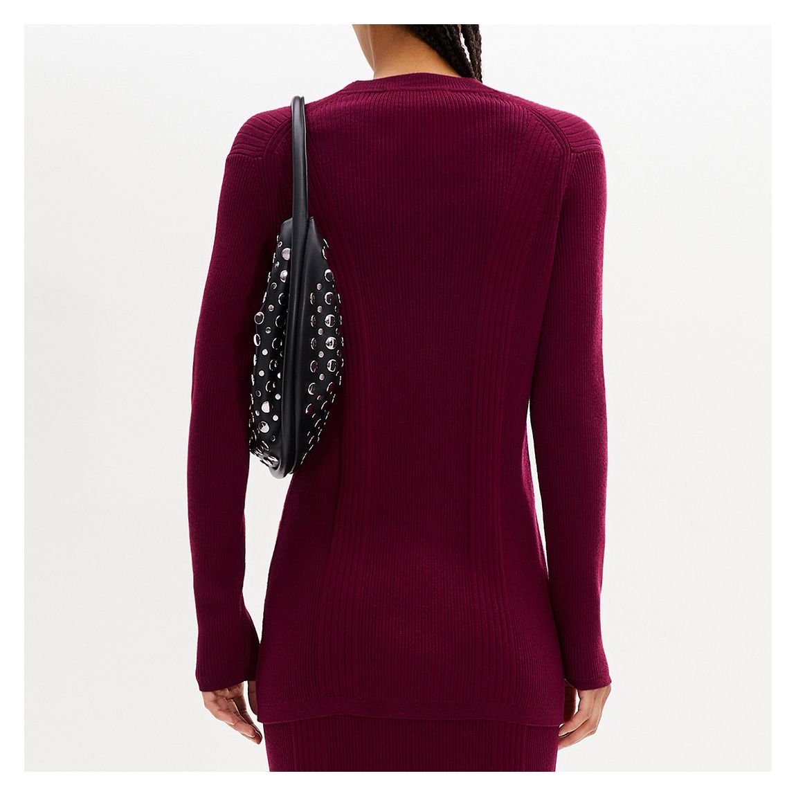 Dark Red V-Neck Cardigan