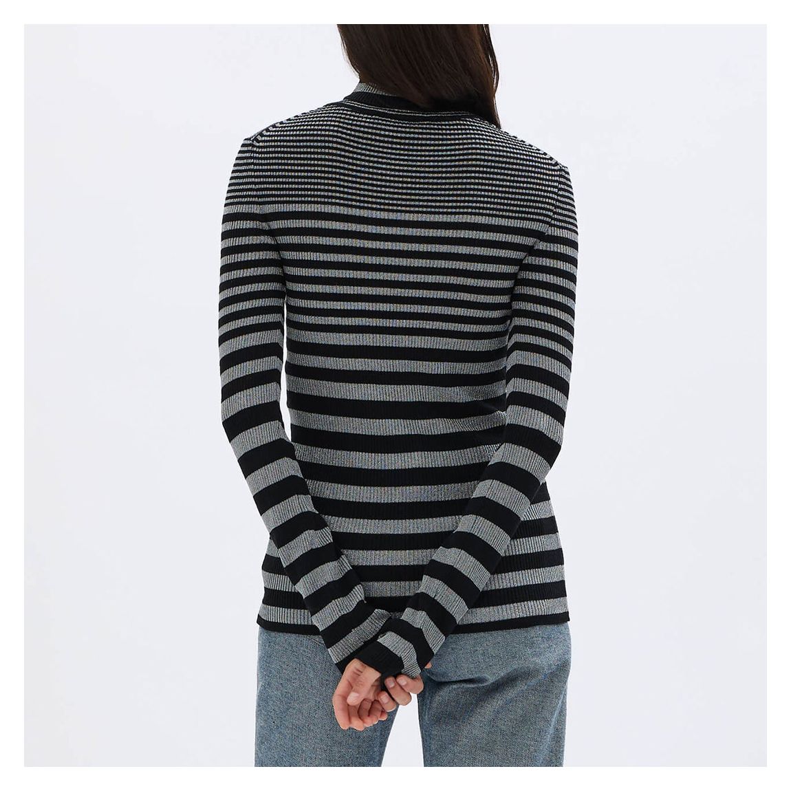 Black/Grey Striped Turtleneck Jumper