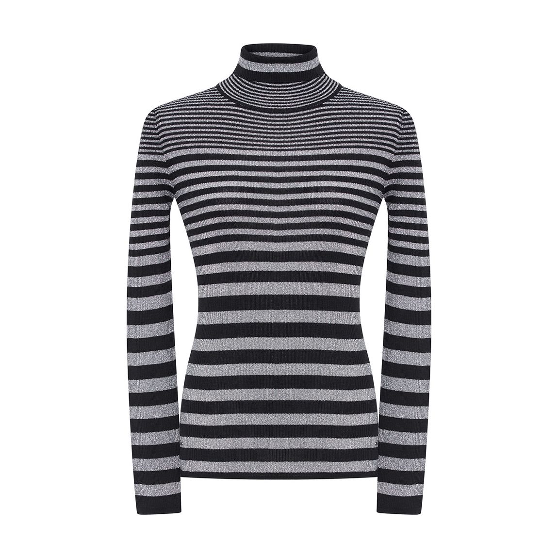 Black/Grey Striped Turtleneck Jumper