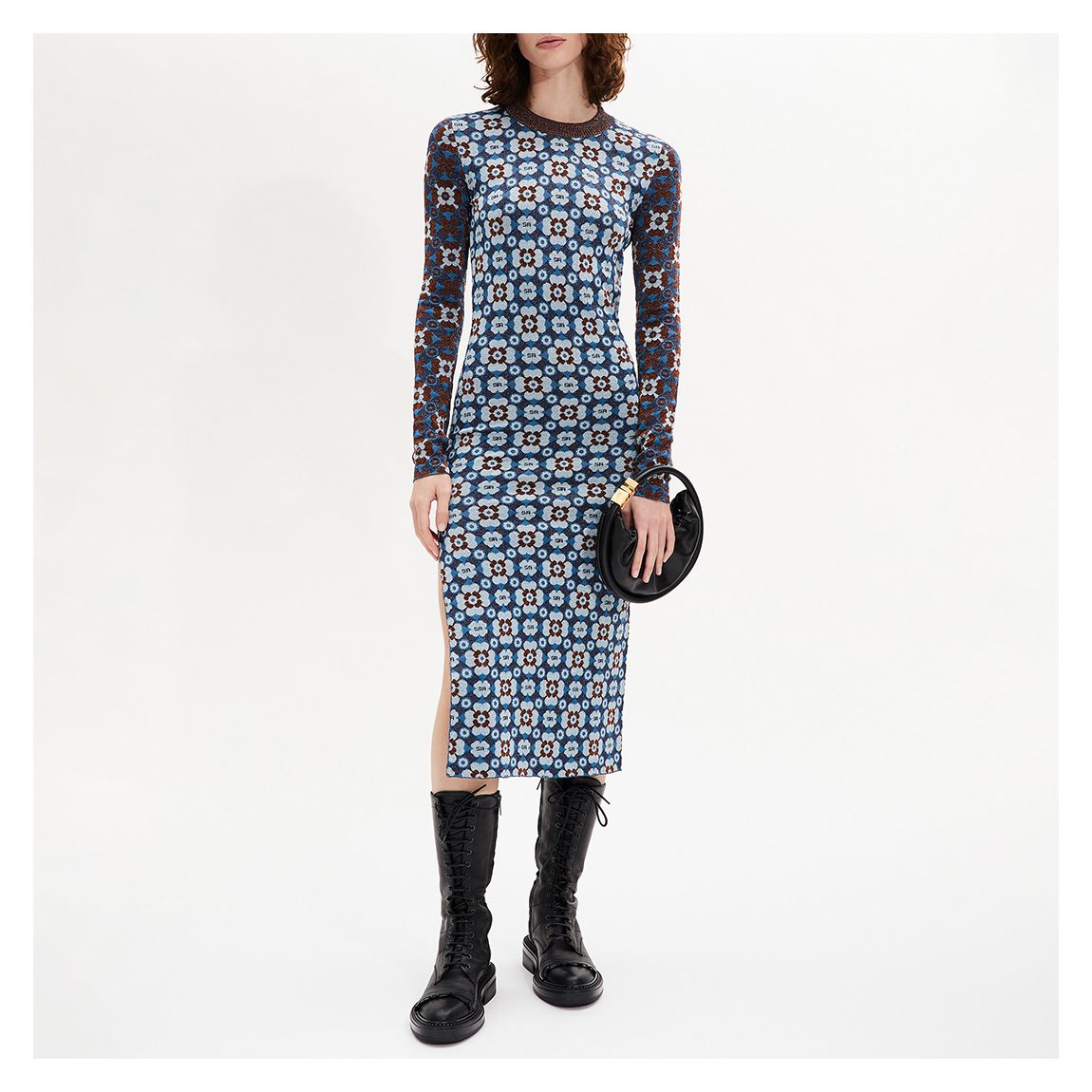 Blue Floral Bodycon Dress