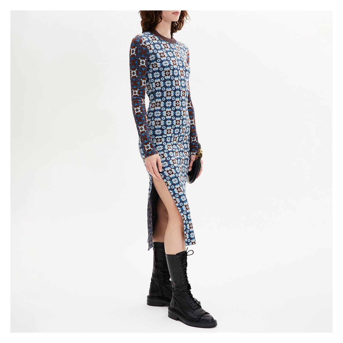 Blue Floral Bodycon Dress