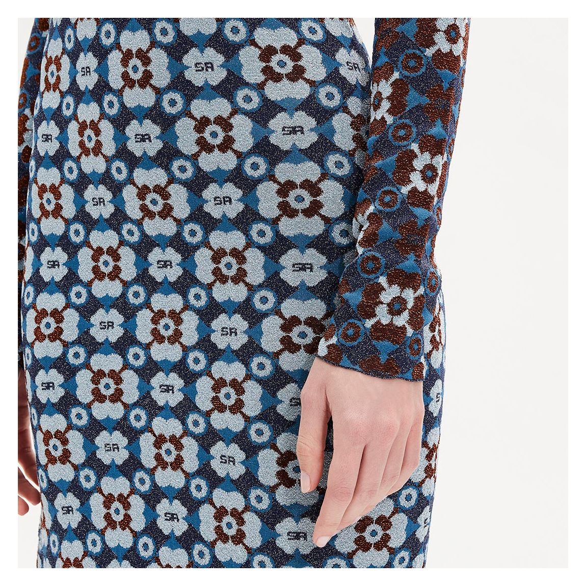 Blue Floral Bodycon Dress
