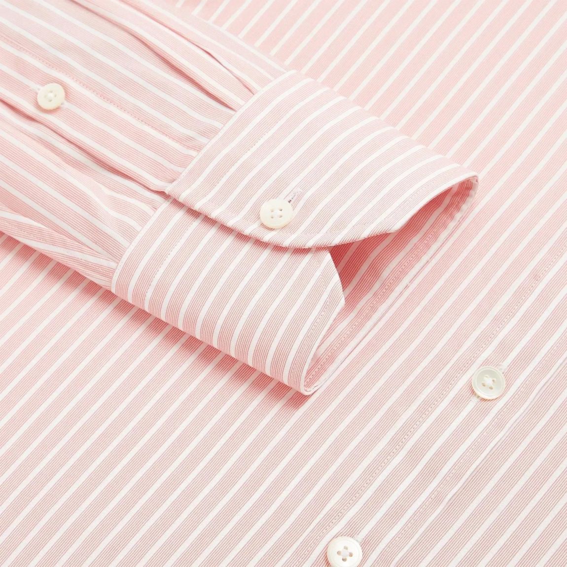 Thomas Pink Tailored Fit Formal Shirt in Pink/White Stripe - Premium Cotton