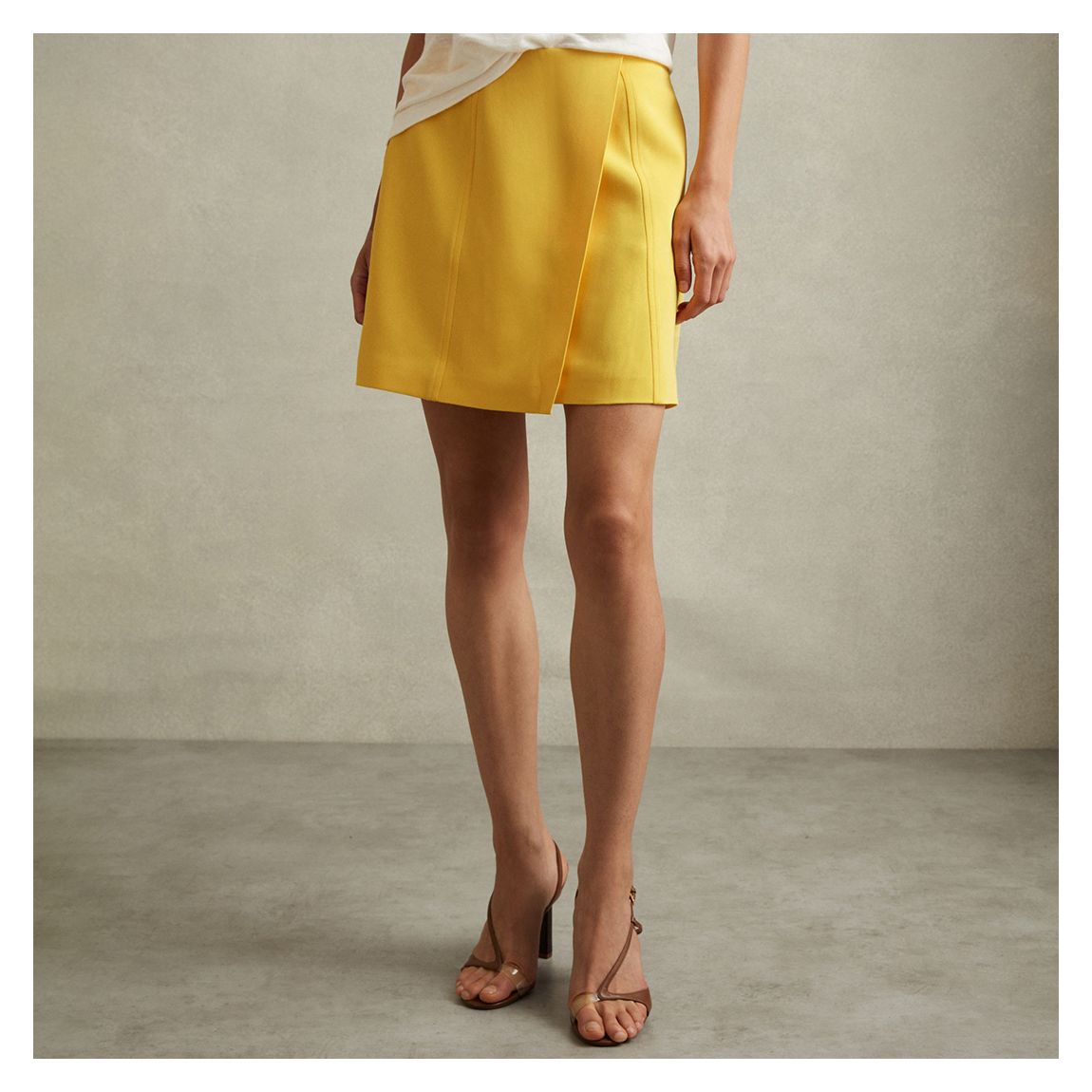 Reiss Yellow Cleo Cross Over Mini Skirt - BrandAlley