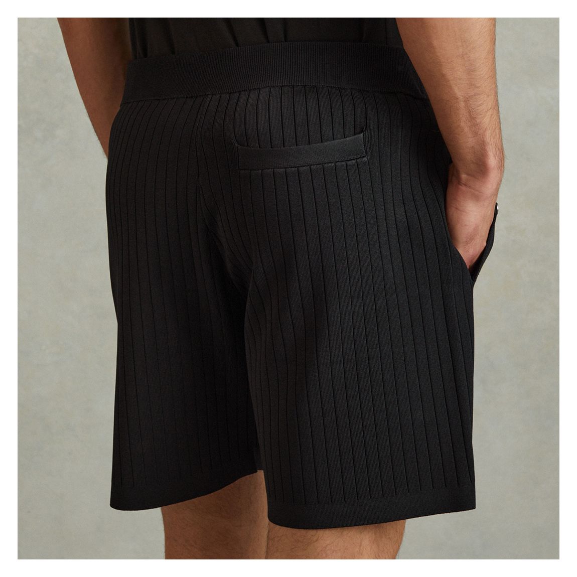 Black Ribbed Elasticated Shorts