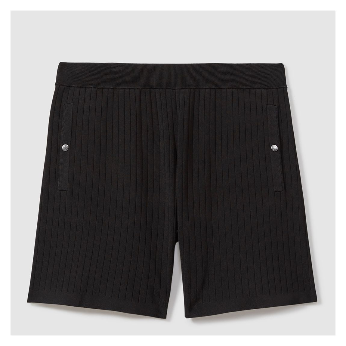 Black Ribbed Elasticated Shorts