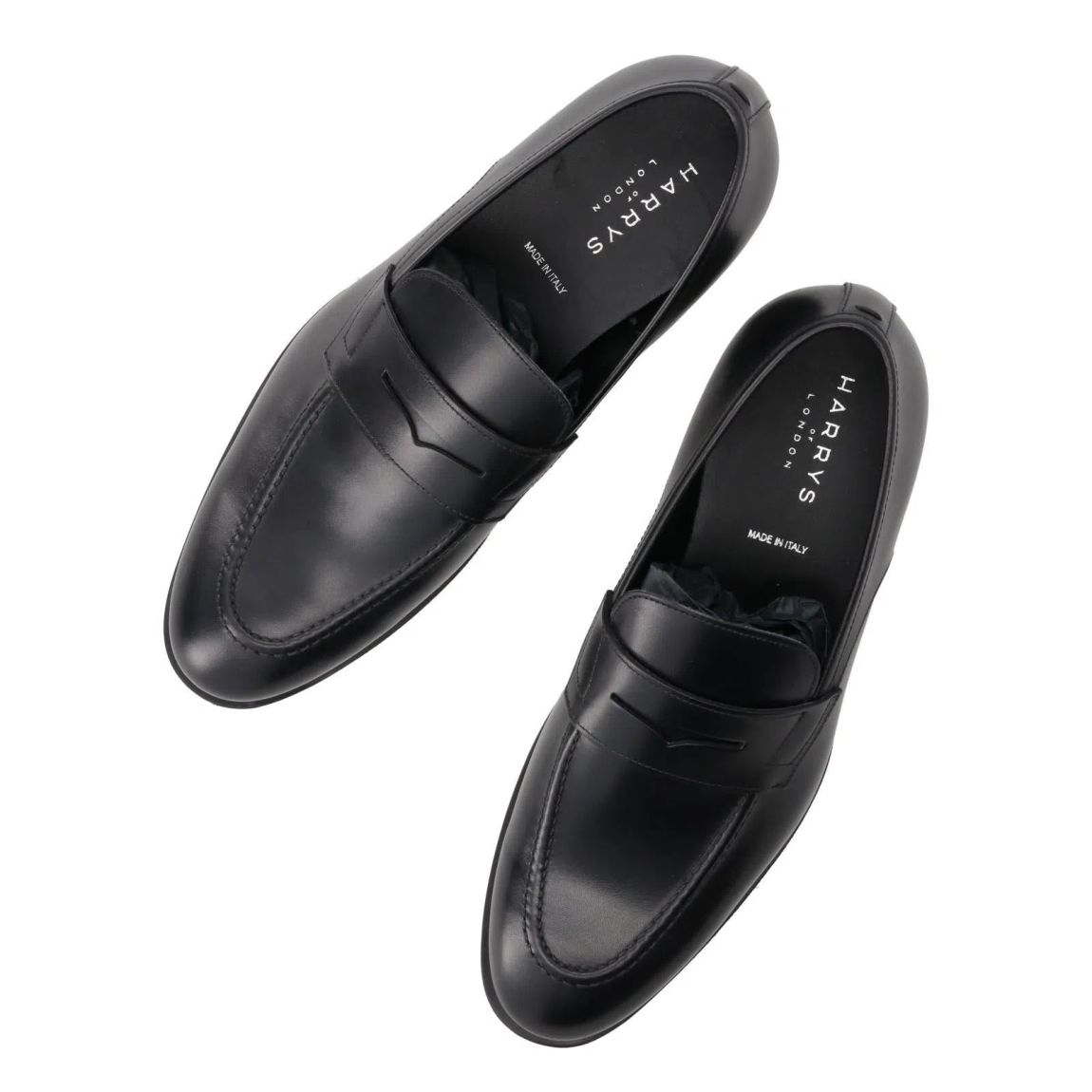 Harrys Of London Clive F Black Polished Leather Loafers for Men