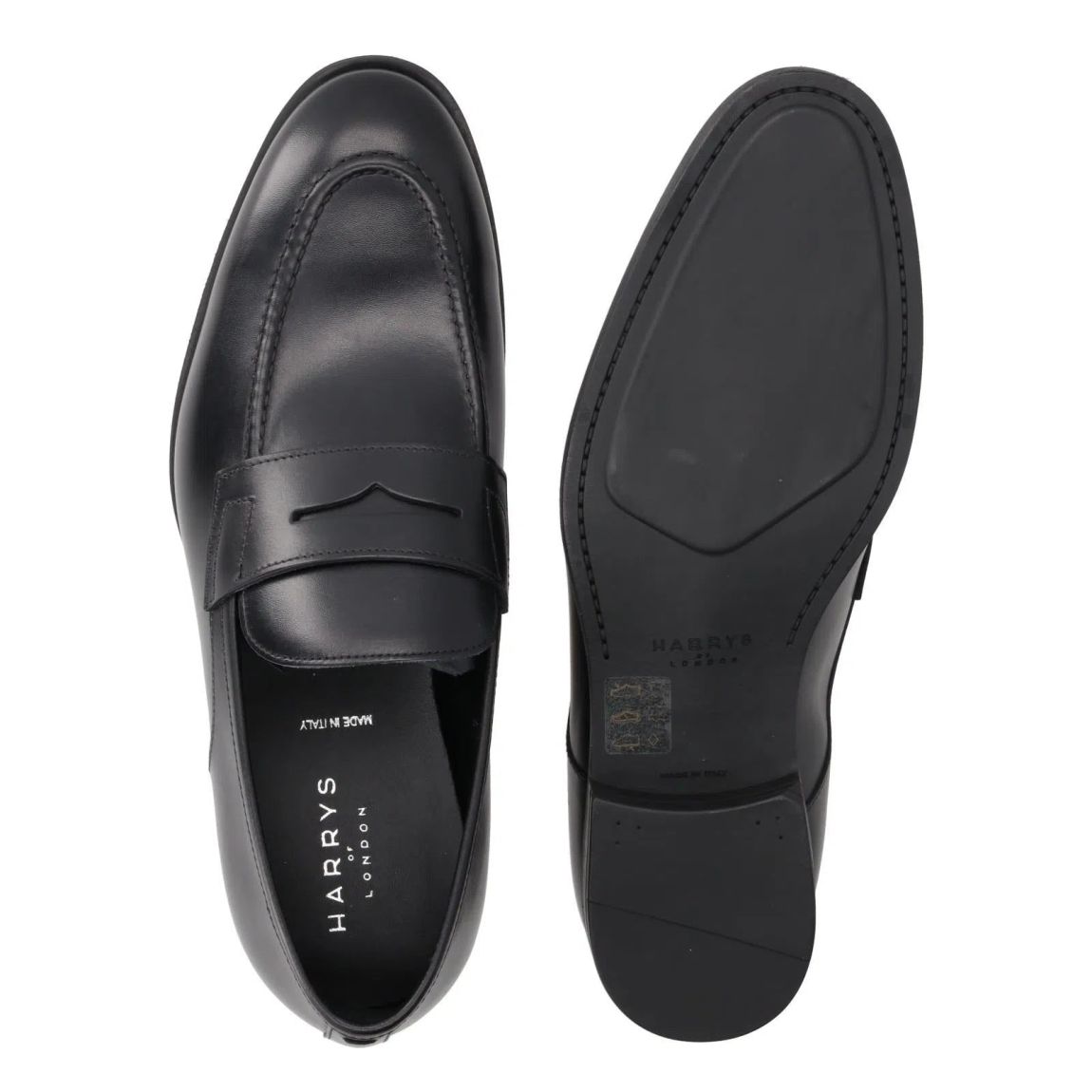 Harrys Of London Clive F Black Polished Leather Loafers for Men
