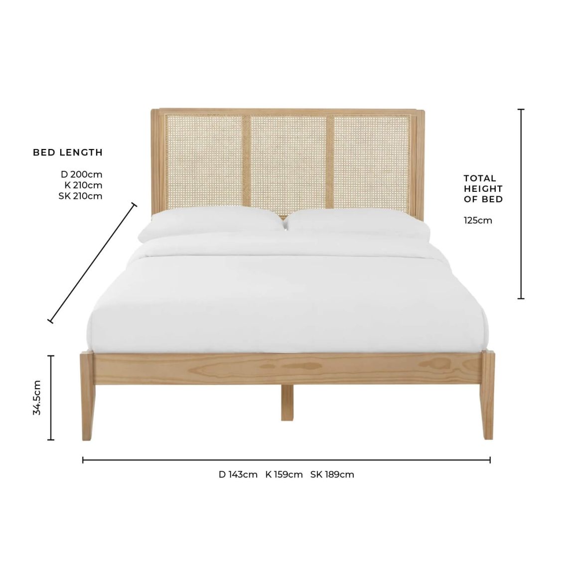Bali Rattan Bed Frame - Black - King